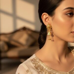 Royal Charm Gold Filigree Tassel Drop Earrings