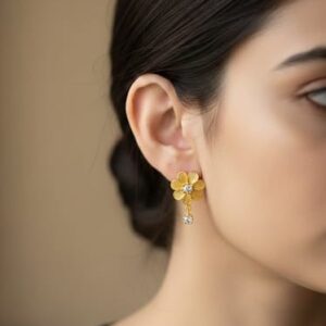 golden petal crystal blossom studs