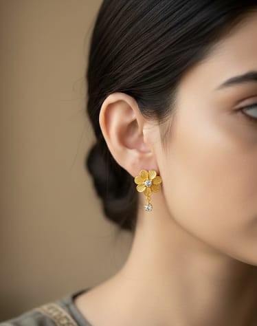 golden petal crystal blossom studs