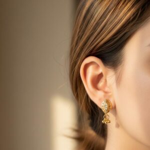 Classic Oval Gold Beaded Drop Earrings