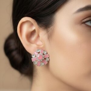 Blush Bloom Pink Crystal Stud Earrings