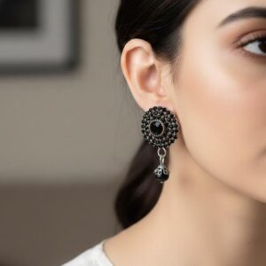 Midnight Noir Black Crystal Drop Earrings