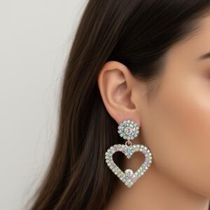 Crystal Whisper Heart Drop Earrings