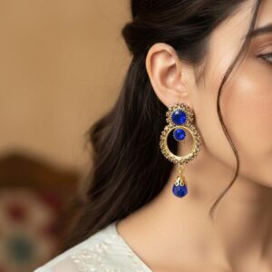 Sapphire Grace Crystal Circle Drop Earrings