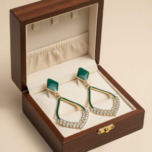 emerald enamel & crystal halo teardrop earrings