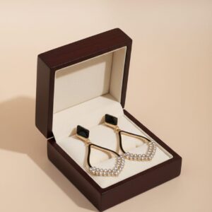 midnight black & crystal halo teardrop earrings