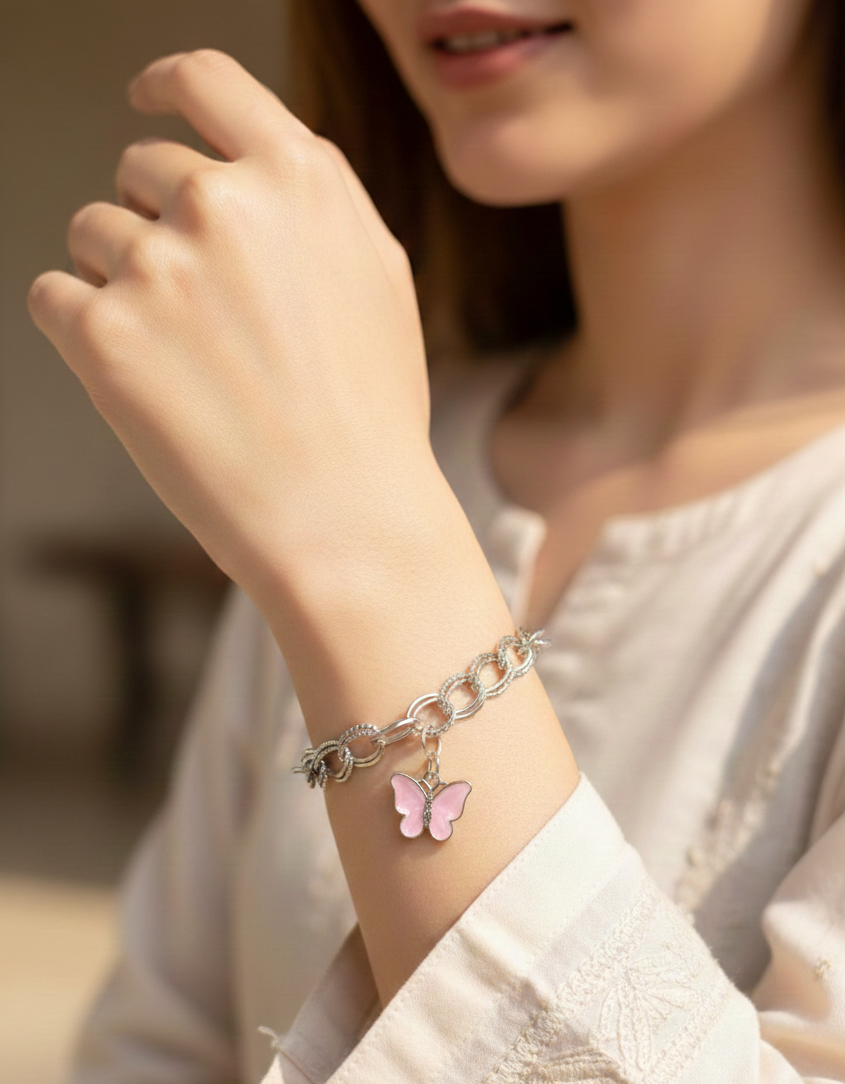 The "Blush Wing" Butterfly Charm Bracelet