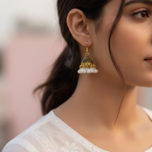 The "Arctic Meadow" Beaded Jhumkas