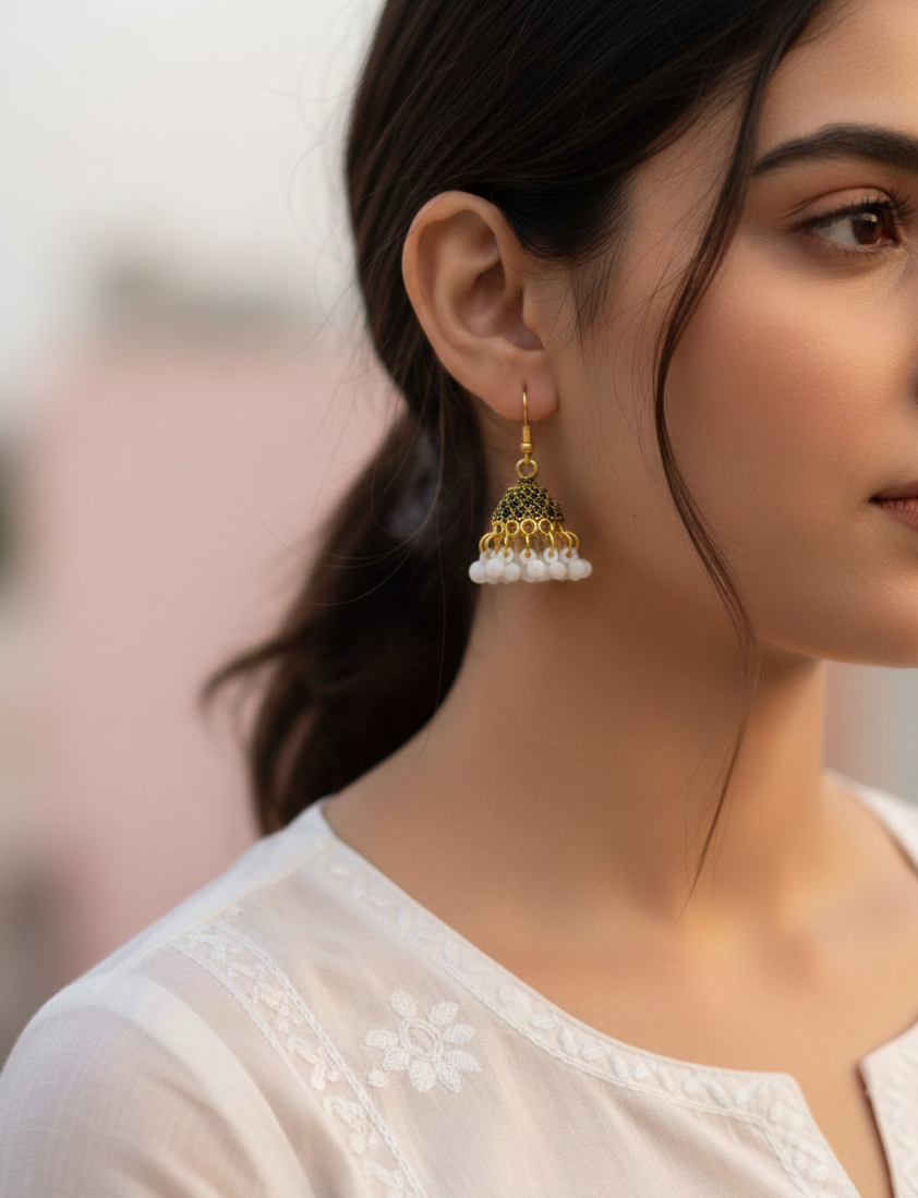 The "Arctic Meadow" Beaded Jhumkas