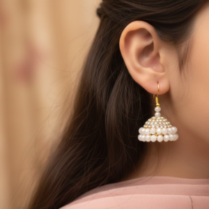 The "Luminous Dew" Pavé Pearl Jhumkas
