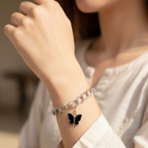 The "Midnight Wing" Butterfly Charm Bracelet