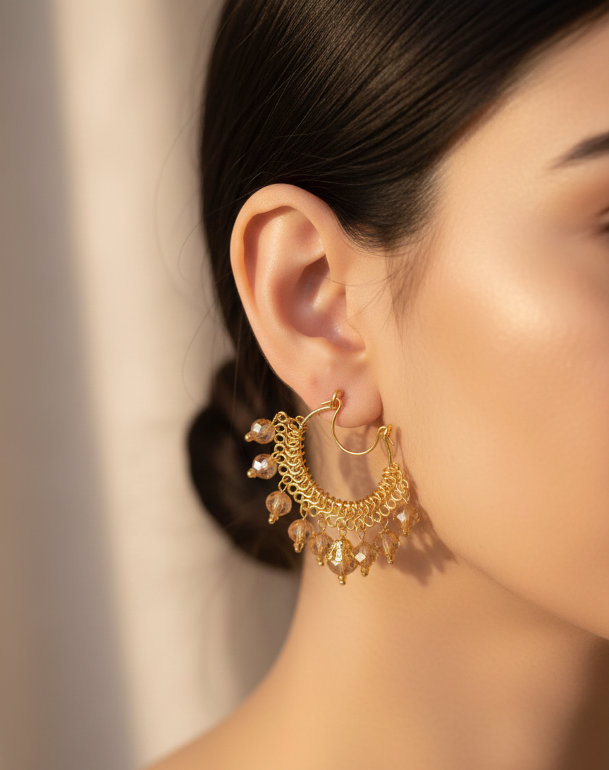 The "Amber Aurora" Filigree Chandbalis