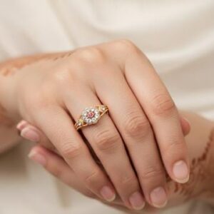 Rose Gold Crystal Flower Ring