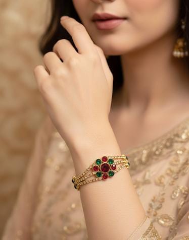 Gold Ruby Gemstone Bracelet