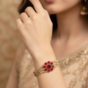 Gold Ruby Gemstone Bracelet