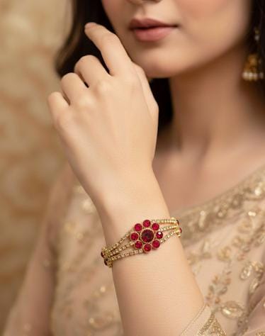 Gold Ruby Gemstone Bracelet