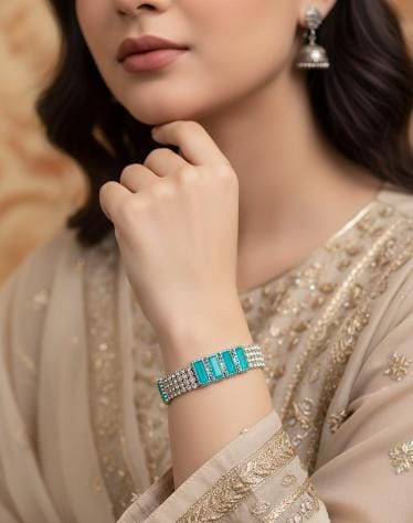 Turquoise Crystal Chain Bracelet