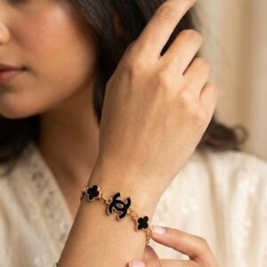 Black Crystal Flower Bracelet