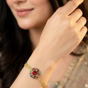 Gold Mesh Gemstone Bracelet