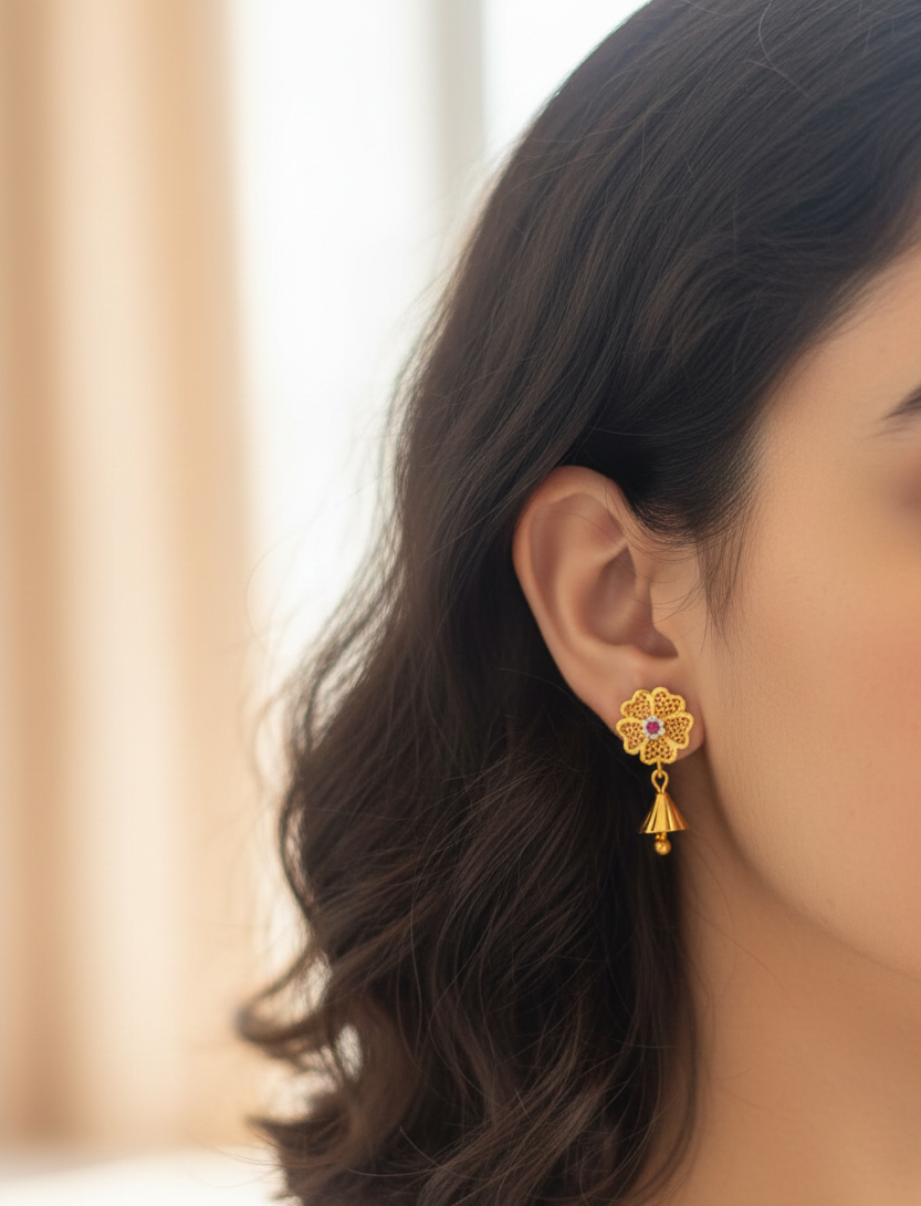 The "Petal Drop" Filigree Jhumkas