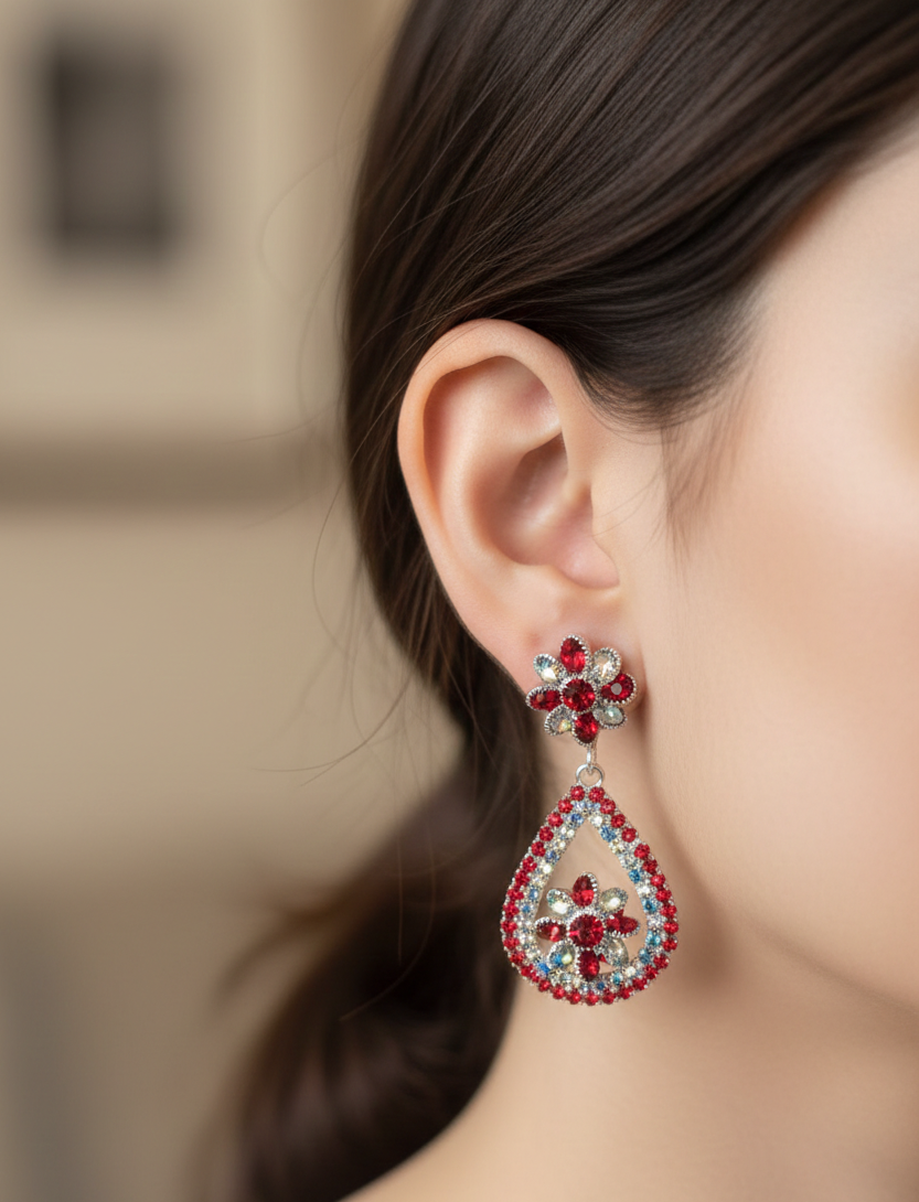 The "Royal Blossom" Crystal Teardrop Earrings