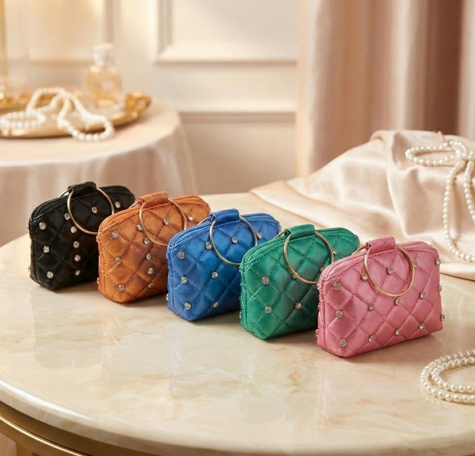Quilted Crystal-Studded Mini Bags