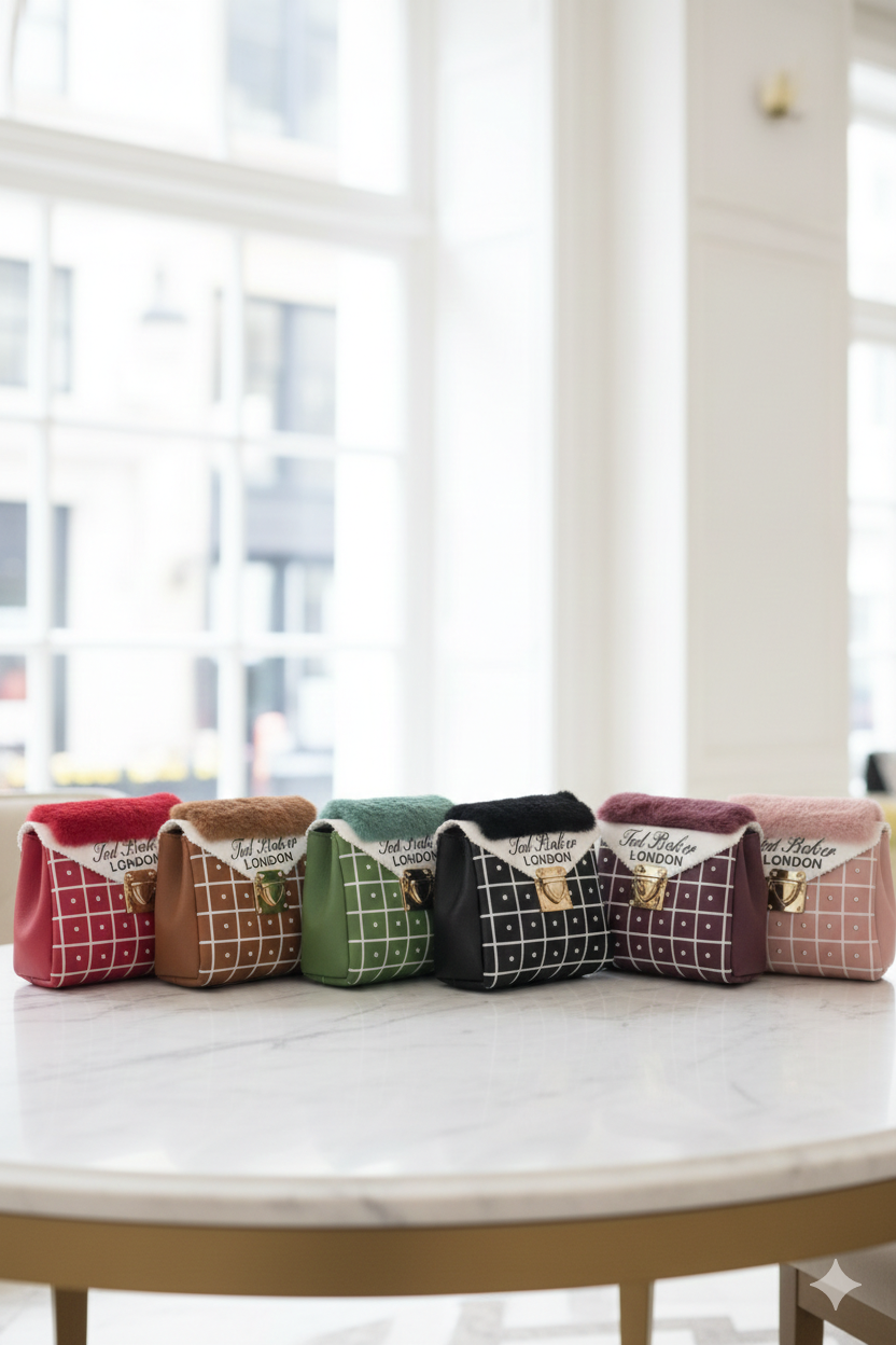 Checkered Pattern Mini Pouches