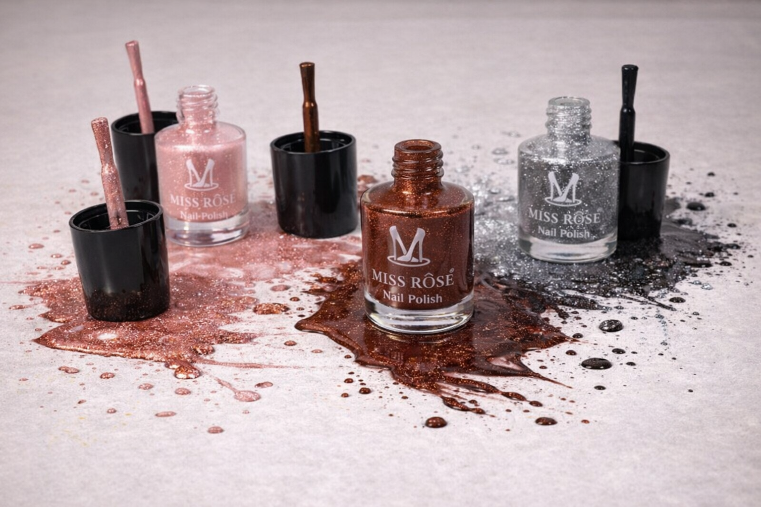 Miss Rose Long-Wear Glitter Nail Polish – Professional High-Shine Formula