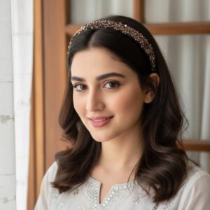 Luxury Beaded Black Hair Catcher Headband for Women