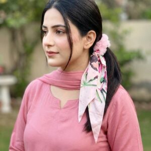 Floral Scarf Scrunchie Hair Tie for Women – Soft Ponytail Accessory