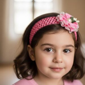 Baby Girl Crochet Headband with Floral Pearl Accent