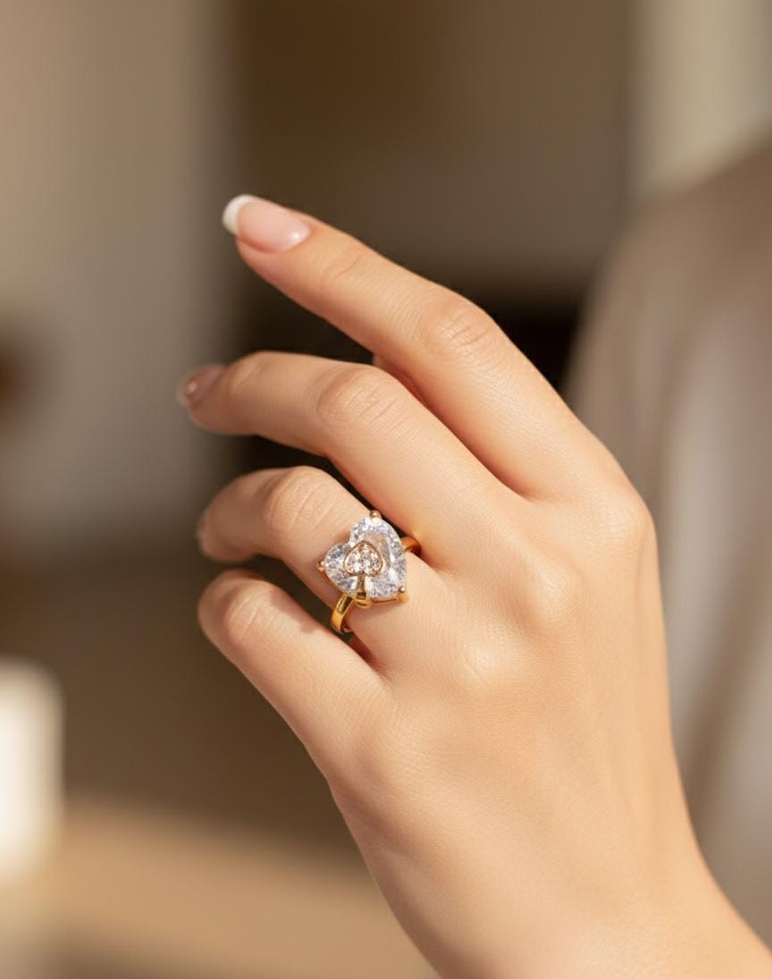 Rose Gold Heart Diamond Ring