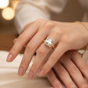 Rose Gold Cushion Halo Ring