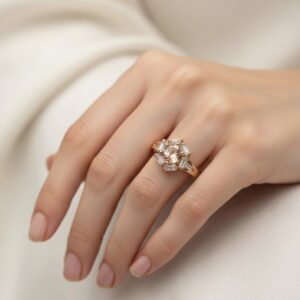 Rose Gold Hexagon Diamond Ring