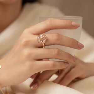 Rose Gold Flower Diamond Ring