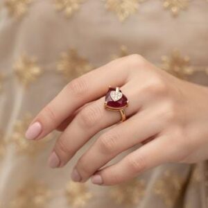 Gold Ruby Halo Ring
