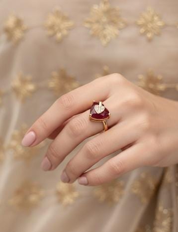 Gold Ruby Halo Ring