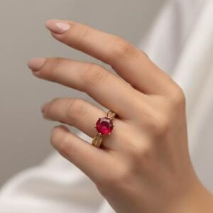 Gold Ruby Twin Stone Ring
