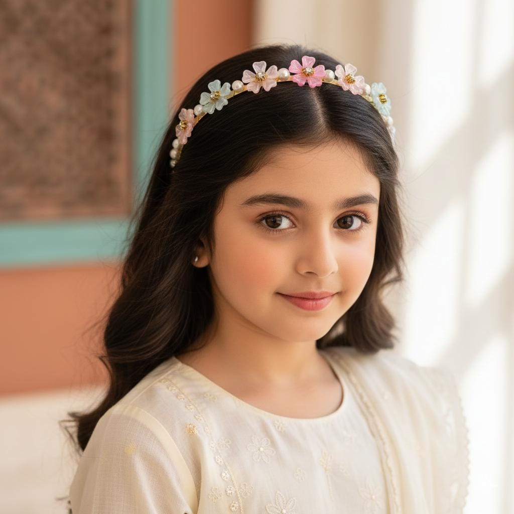 Delicate Floral Pearl Headband for Girls