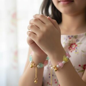 Cute Charm Beaded Bangles for Teen Girls – Pair Set