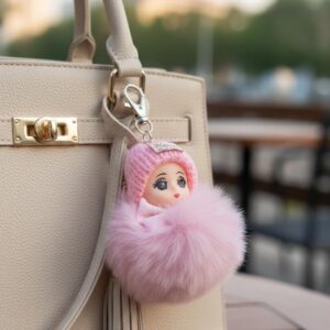 Plush Doll Pom-Pom Bag Keychain