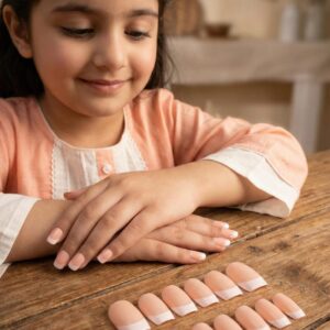 Cute Kids Fake Nail Set with FREE Adhesive – Safe & Easy Artificial Nails for Children