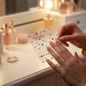 Mixed Shape Sticker Beads – Multi-Color & Multi-Size Self-Adhesive Decorative Gems