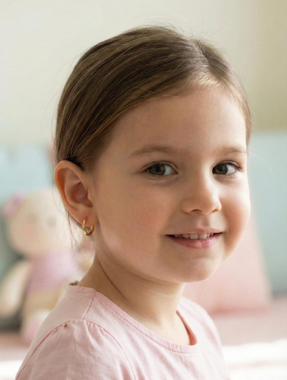Kids' Round Gold Earrings – Delicate & Comfortable Jewelry for Children
