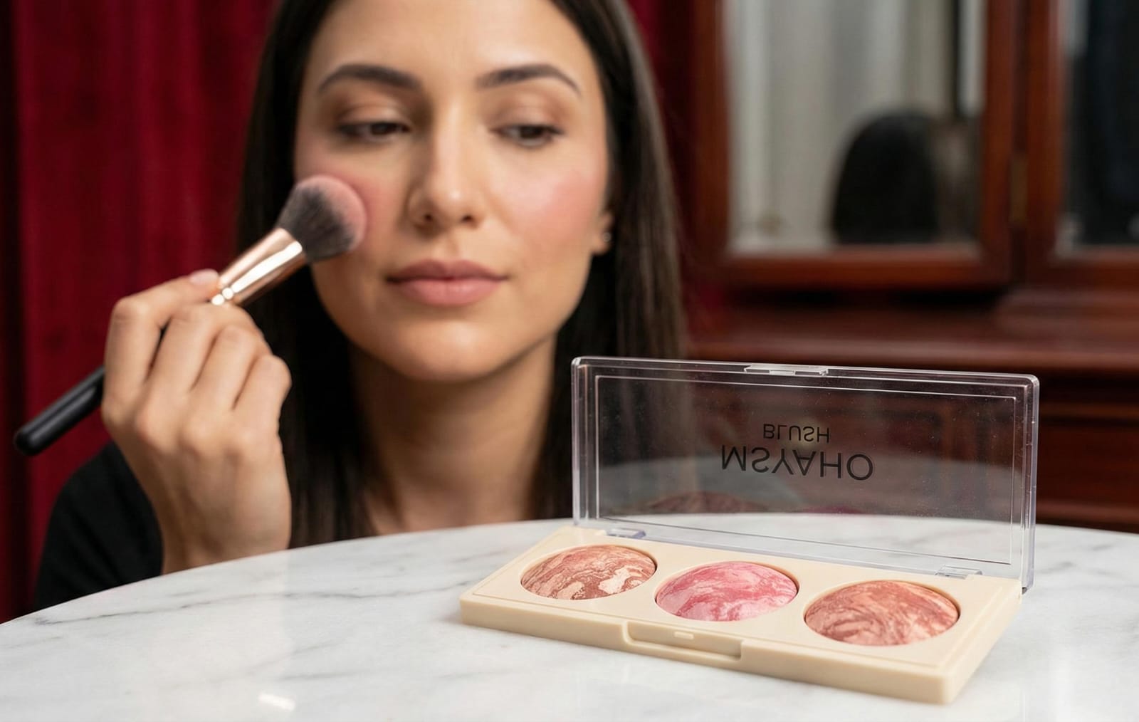 3-Color Blush & Highlighter Palette – Radiant Glow Cheek Powder Trio