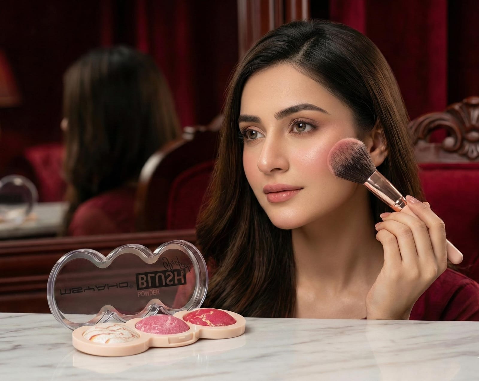 3-Color Blush & Highlighter Palette – Radiant Glow Cheek Powder Trio - Image 2