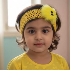 Baby Girls Soft Crochet Headband with Fluffy Flower Charm